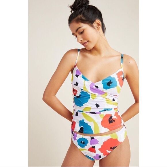 NEW Anthropologie Allihop Rainbow Floral Classic Swim Bikini Bottoms X-Small - Picture 1 of 4
